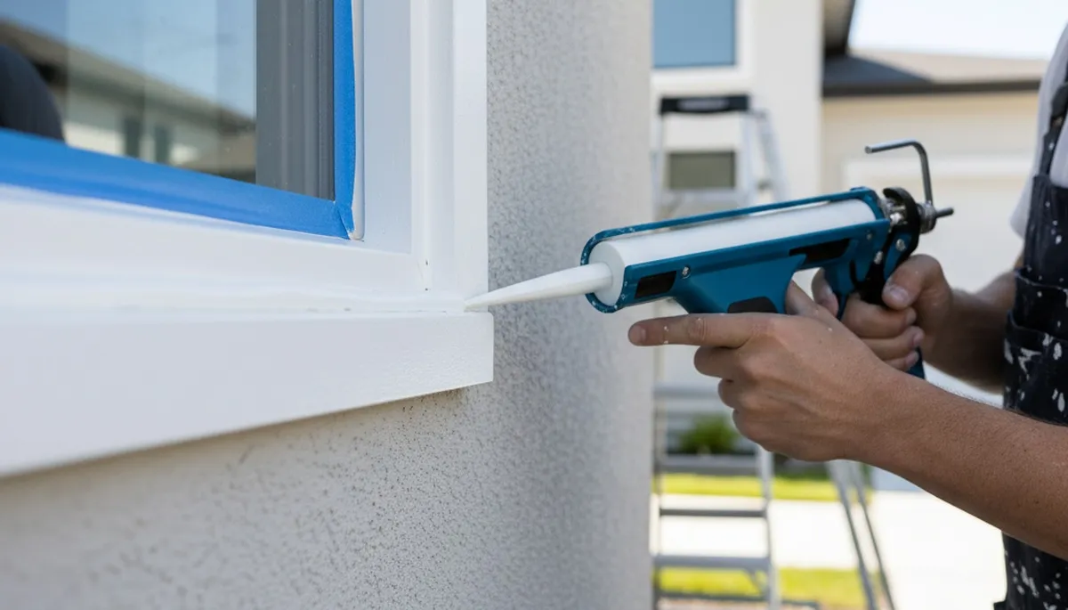 Professional caulking and sealing service on Duluth, MN home exterior for winter weather protection