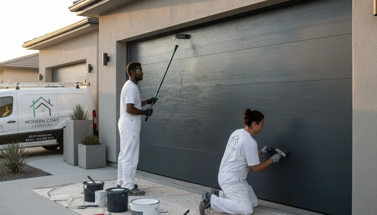 Professional garage door painting in Duluth MN by expert house painters for durable winter protection