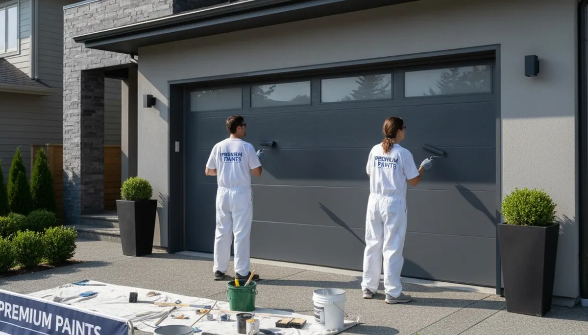 Professional garage door painting in Duluth MN by expert house painters for lasting curb appeal
