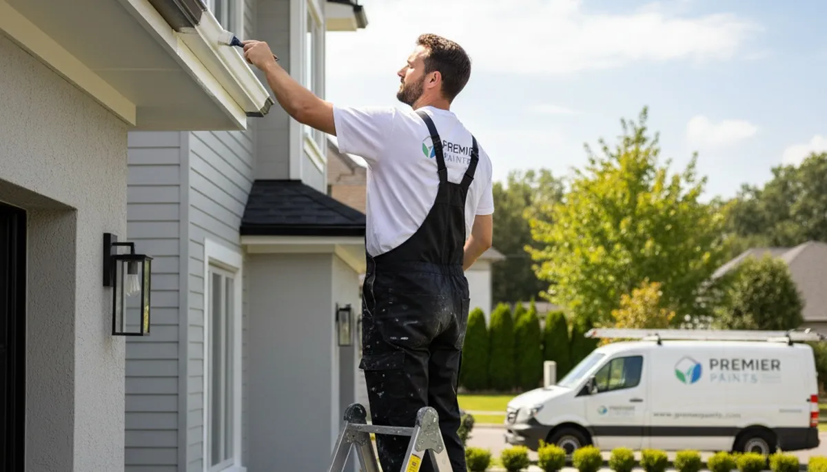 Professional gutter painting on Duluth MN home exterior by expert house painters