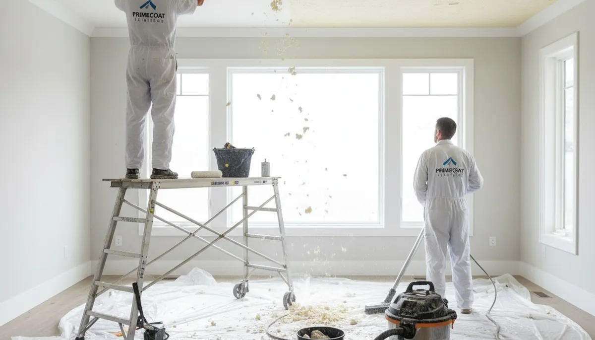 Professional popcorn ceiling removal in Duluth MN home by expert house painters