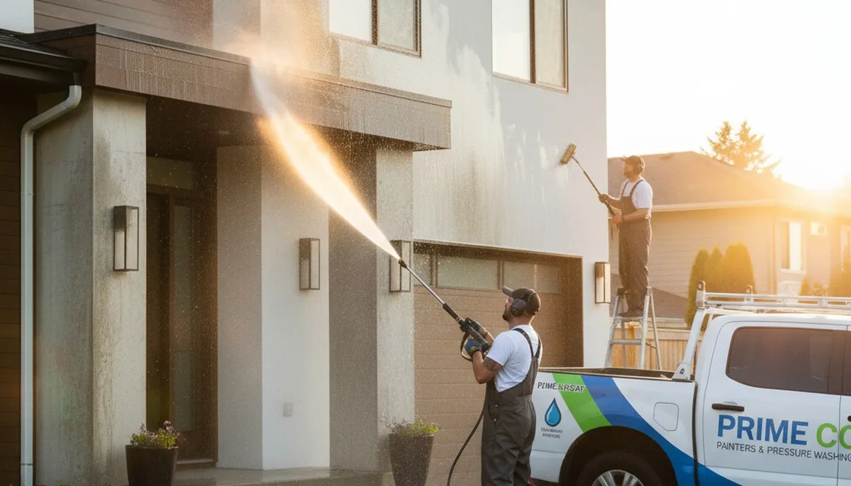 Professional pressure washing home exterior in Duluth, MN by local house-painting experts