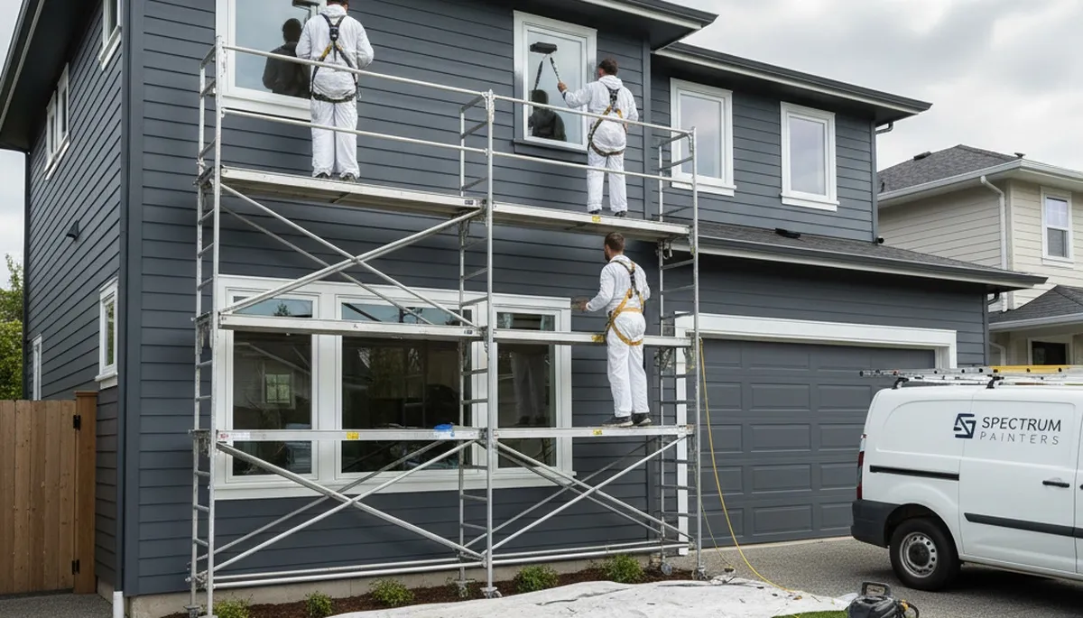 Professional siding painting on Duluth MN home by expert house painters for durable winter protection