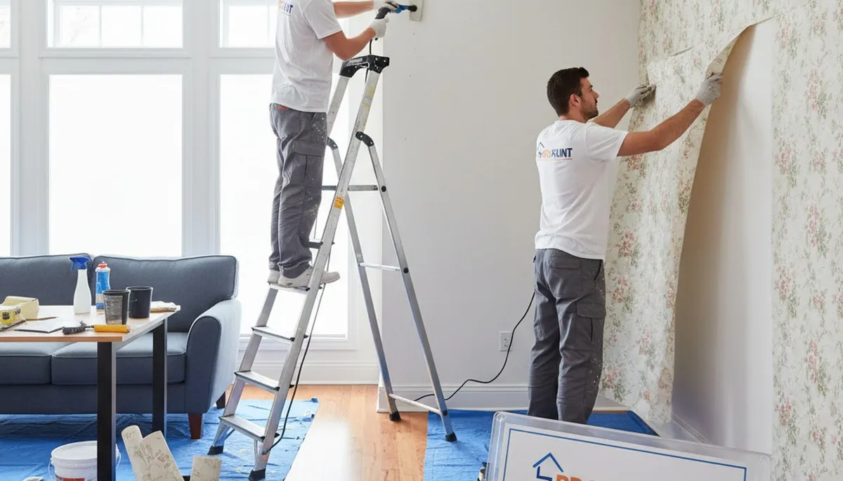 Professional wallpaper removal service in Duluth, MN preparing walls for fresh interior painting